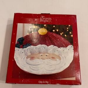 00s Vtg Make the Season Bright Santa Chip & Dip Tray New in Box 13"x13"